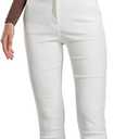 SANDY & SID Cropped Pants for Women Petite Small Size Mid Waist Slim Fit Work Pants Stretch Trousers Slack Casual Office Wear (Beige, M)