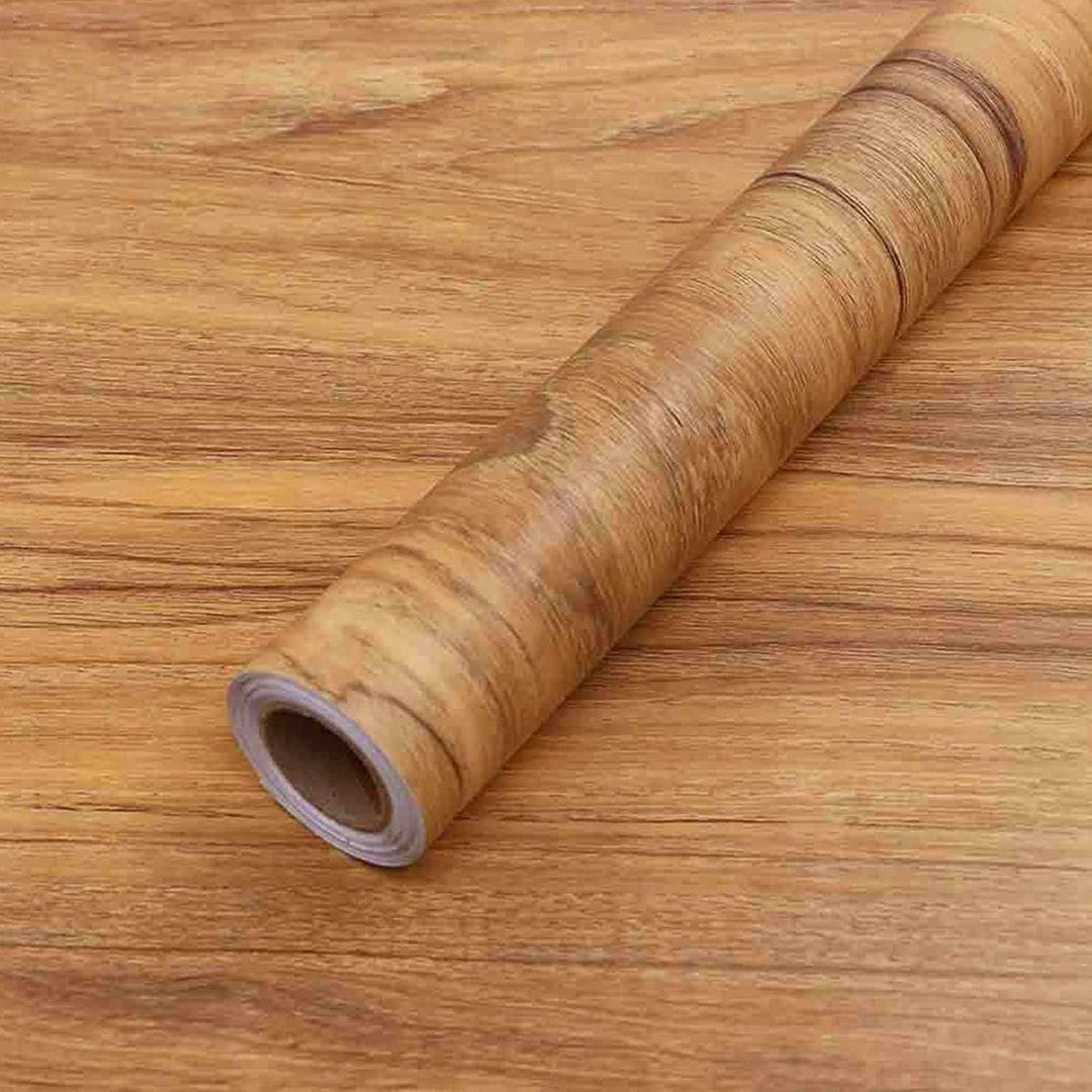 COSNIGHT 15.7" 393.7" Wood Grain Wallpaper Peel and Stick Vinyl Film Self Adhesive Decor Wall Paper for Cabinet Drawer Shelf Liner Easy to Clean (Brown)