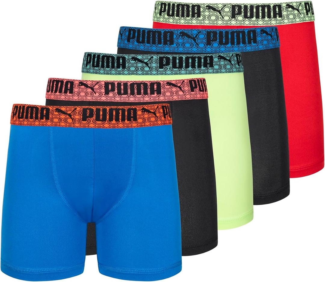 PUMA Boys' 5 Pack Performance Boxer Briefs (Assorted) XL