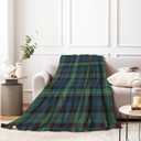 Home Decor Throw Blanket, Blue Black Green Buffalo Plaid Warm Soft Cozy Flannel Bed Blankets for Bed, Couch, Sofa and Chair, All Seasons Suitable, 80x60 inches