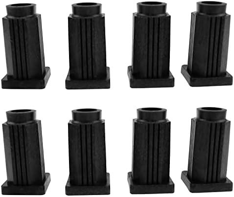 Haidong Square castor sleeve Square caster socket inserts cap Plastic caster sleeve round insert Bolt castor sleeve Inner rod circle（BLACK）-8PCS