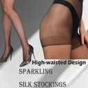 2Pack Sheer Tights for Women High Waist Stockings Sexy Sheer Pantyhose (Black)