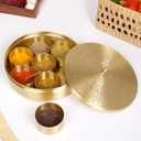 Indian Spice Box Container -Brass Masala Dabba, 9-Inch Brasss Spices Box With 7 Container & Spoon Food Spice Storage Rack Indian Boxes Masaldani Dabba Gifts For Women -Mom