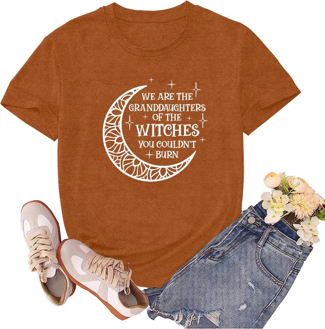 Halloween Shirts for Women Dancing Skeleton Tshirts Fall Pumpkin Shirt Halloween Party Tee Tops (XL)