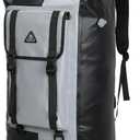 Haimont Waterproof Backpack Roll Top Dry Bag Kayak Dry Backpack IPX7 for Outdoor Dry Pack Boating Fishing 60L, Black/Gray