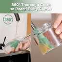 haakaa Cleaning Brush Silicone Bottle Brush Double-Ended Soft Silicone Bristles for Breast Pumps, Breast Milk Collectors, Baby Bottles, Teats, Breastmilk Storage Bags, Pea Green-1pk