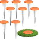 8 Pack Permanent Property Line Markers 7x3 Inch Galvanized Alloy Boundary Markers Heavy Duty Garden Stake for Property Land Survey Stakes for Home Depot Septic Tank Yard Paver Ground Landscape, Orange
