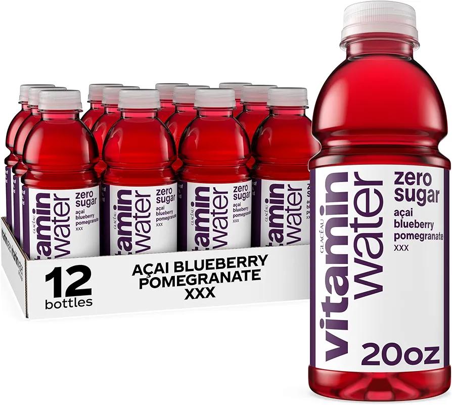 vitaminwater XXX Acai-Blueberry-Pomegranate Zero Sugar, Flavored Water Beverage, 20 fl oz Bottles, 12 Pack BB Date 20/OCT/2025