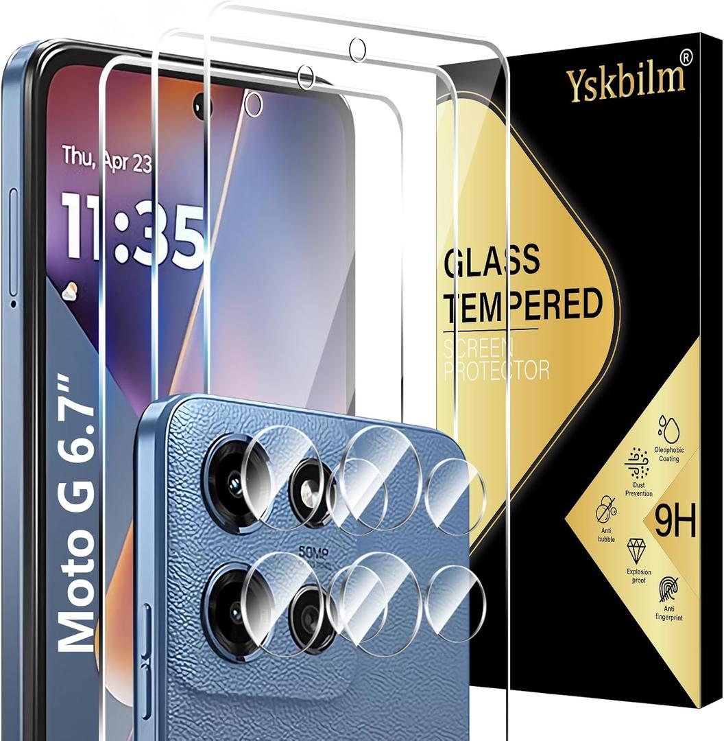 (3+2 Pack) Designed for Motorola Moto G 5G 2025 Tempered Glass Screen Protector + Camera Lens Protector,[3D Touch][Bubble-Free][Anti-Scratch] Screen Protector Glass For Motorola G 5G 2025