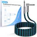 Guitar Cable 6ft 1/4 Inch Guitar Cord Straight to Right Angle Instrument Cable with Braided Tweed and Anti-Kinking Design for Guitar Bass Amp, Black & Blue