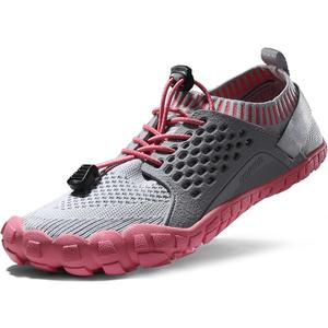 NORTIV 8 Womens Barefoot Water Sports Shoes - Outdoor Athletic Pool Swim Hiking Aqua Shoes, Light/Grey/Watermelon/Red - 8.5 (Treklady-2)