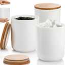 AVLA 3 Pack Ceramic Food Storage Jars with Bamboo Lids, 36 FL OZ White Kitchen Canisters Airtight Container for Serving Ground Coffee, Cookie, Tea, Sugar, Salt, Spices, Flour