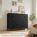Sweetcrispy 7 Drawer Dresser with Fabric Bins Fabric Storage Tower Organizer for Bedroom Closet Hallway Entryway Tall Chest of Drawers with Steel Frame Wood Top Easy Pull Handles,Black