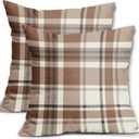 Brown Buffalo Plaid Pillow Covers 18x18 Set of 2 Checkered Tartan Decorative Pillowcases Christmas Holiday Seasonal Outdoor Neutral Rustic Farmhouse Throw Cushion Case Decor for Couch Sofa Bed