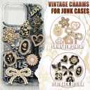 BELICEY Junk Case Charms Kit Black Vintage Bow Flower Big Charm for Junk Cases Elegant Heart Butterfly Phone Case Charms 3D Flatback Rose for Customizing DIY Craft