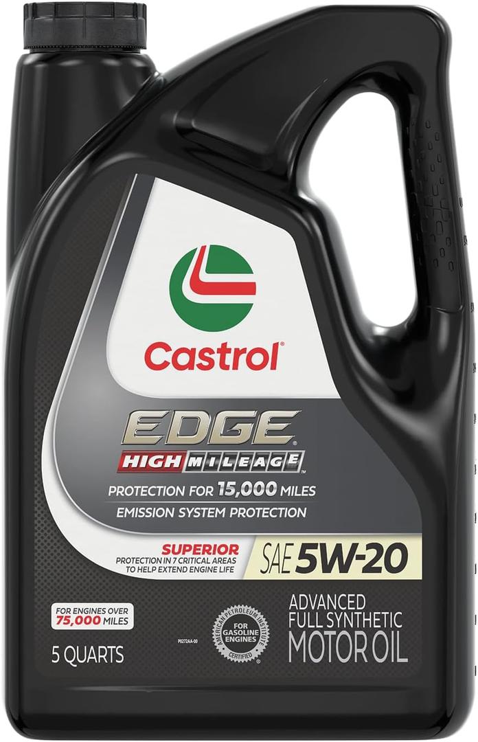 Castrol EDGE High Mileage 5W-20 Advanced Full Synthetic Motor Oil, 5 Quarts