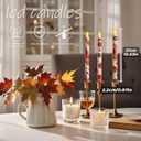 Lebaley 6 PCS Fall Flameless Taper Candle LED 10.6 Inch Fall Taper Candles Battery Operated Candlesticks Fall Candle for Thanksgiving Harvest Wedding Birthday Home Party Dinner Fireplace Decor