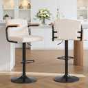 VECELO Bar Stools Set of 2, Adjustable Upholstered Swivel Barstools, Modern Counter Height Bar Stools with Back and Footrest, Island Chairs for Kitchen, Dining Room, Bar