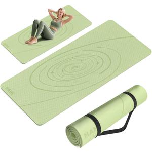 Large Yoga Mat Thick, 76"x32"x0.31"Wide POE Exercise Mat with Non-Slip Surface & Carry Strap, Anti-Tear Workout Mat for Yoga, Pilates, Fitness