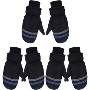 SATINIOR 3 Pairs Kids Winter Snow Mittens Waterproof Ski Mittens Windproof Unisex Gloves for Children Outdoor Activities (7 - 12 Years, Black)
