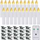 Christmas LED Window Candles with Remote Timer, 20 pcs Waterproof Battery Operated Xmas Tree Candles, Warm White LED Taper Candles for Holiday Wedding Home Chandelier Decor