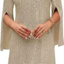 COOAN Wedding Guest Cocktail & Formal Dresses for Women - Lace Sequin Prom Evening Dress (Beige, M)