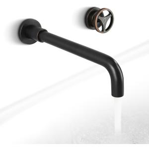 SKOWLL Single Handle Wall Mount Bathroom Faucet, Oil Rubbed Bronze Vanity Sink Faucet, Modern Industrial 360 Swivel Spout