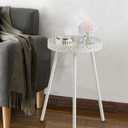 OhuaCason Side Table for Living Room: Small Round End Table for Women - White