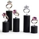 Black Acrylic Ring Display Stand 7 Piece Acrylic Cylinder Ring Display Organizer