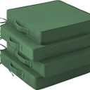 IASEAHK Patio Chair Cushions, 19" x 19" x 3" Outdoor Chair Cushions Set of 4, Waterproof Outdoor Cushions for Patio Furniture, Outdoors Seat Cushions Set of 4 with Handle and Ties, Forest Green