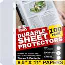 Office Werks 100 Clear Sheet Protectors, 8.5x11 Inch for 3 Ring Binder, Plastic Sheet Sleeves, Top Loading Paper Protector with Reinforced Holes, Archival Safe for Documents and Photos
