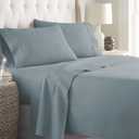 Danjor Linens Bed Sheet Set King Size for Hot Sleepers, Hotel Premium Sheets with 4 Pillowcases, Lightweight Brushed Microfiber Deep Pockets, Breathable Cooling 6 Piece Bedding Sets, Spa Blue