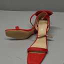 Carcuume Women's Square Toe Heels Bow Tie Ankle Strap Heel Sandals Open Toe Wedding Shoes, Size 9