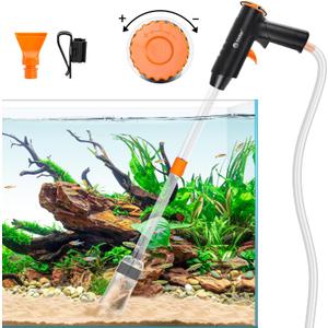 Yaubay 132GPH Manual Aquarium Gravel Cleaner, Fish Tank Siphon Vacuum Cleaner with Adjustable Water Flow for Cleaning Dirt, Water Change & Wash Sand Aquarium Cleaning Tools