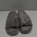 Litfun Womens Fuzzy Arch Support Slippers Orthopedic Comfy Adjustable Open Toe House Shoes (6.5-7, Grey)