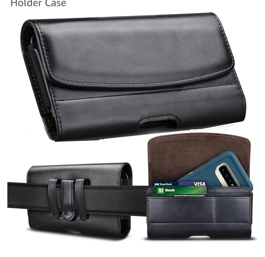 Njjex Phone Holster for Samsung Galaxy S25 Ultra S24 FE S23+ S22 S21 S20 A36 A17 A16 A15 A14 Note 20 iPhone 17 Pro Max 16 15 14 16E Leather Belt Clip Holster Carrying Cell Phone Pouch Card Holder Case