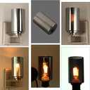 3 Pack Modern Style Glass Shade Replacement, Smoky Grey Cylinder Light Fixture Replacement Glass Globe or Glass Cover with 1-5/8-Inch Fitter for Chandelier Wall Sconce Pendant Light G0113