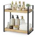 2 Tier Bathroom Organizers and Storage, Farmhouse Countertop Organizer for Bathroom Storage, Makeup Organizer for Decor, Wood Shelf for Perfume Skincare Kitchen Coffee Bar, Vanity Accessories (Brown)