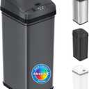 iTouchless 13 Gallon Kitchen Can with Odor Filter, Automatic Motion Sensor Bin, Soft-Close Stainless Steel, Slim Wastebasket for Narrow Spaces, Gunmetal Gray