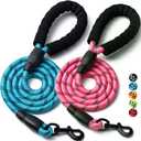 2 Pack Dog Leash, 4/5//6 FT Heavy Duty Nylon Rope Pet Leashes with Comfortable Padded Handle, Reflective Dog Leashes for Small Medium and Large Dogs (6FT-1/2,Blue/Pink)