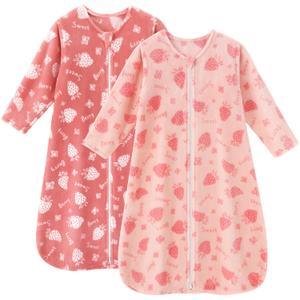 Fleece Baby Sleep Sack 0-6 Months Long Sleeve 2.0 Tog Baby Wearable Blanket with 2-Way Zipper Warm Sleeping Sack for Toddler Infant Newborn - Small Pink Strawberry (Small, Pink Strawberry)