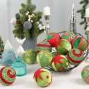SY Super Bang Red Green Christmas Ball Ornaments, 15PCS Shatterproof Velvet Ornaments Set for Christmas Tree Hanging Decorations, for Holiday Party Xmas Decor - 80MM/3.14".