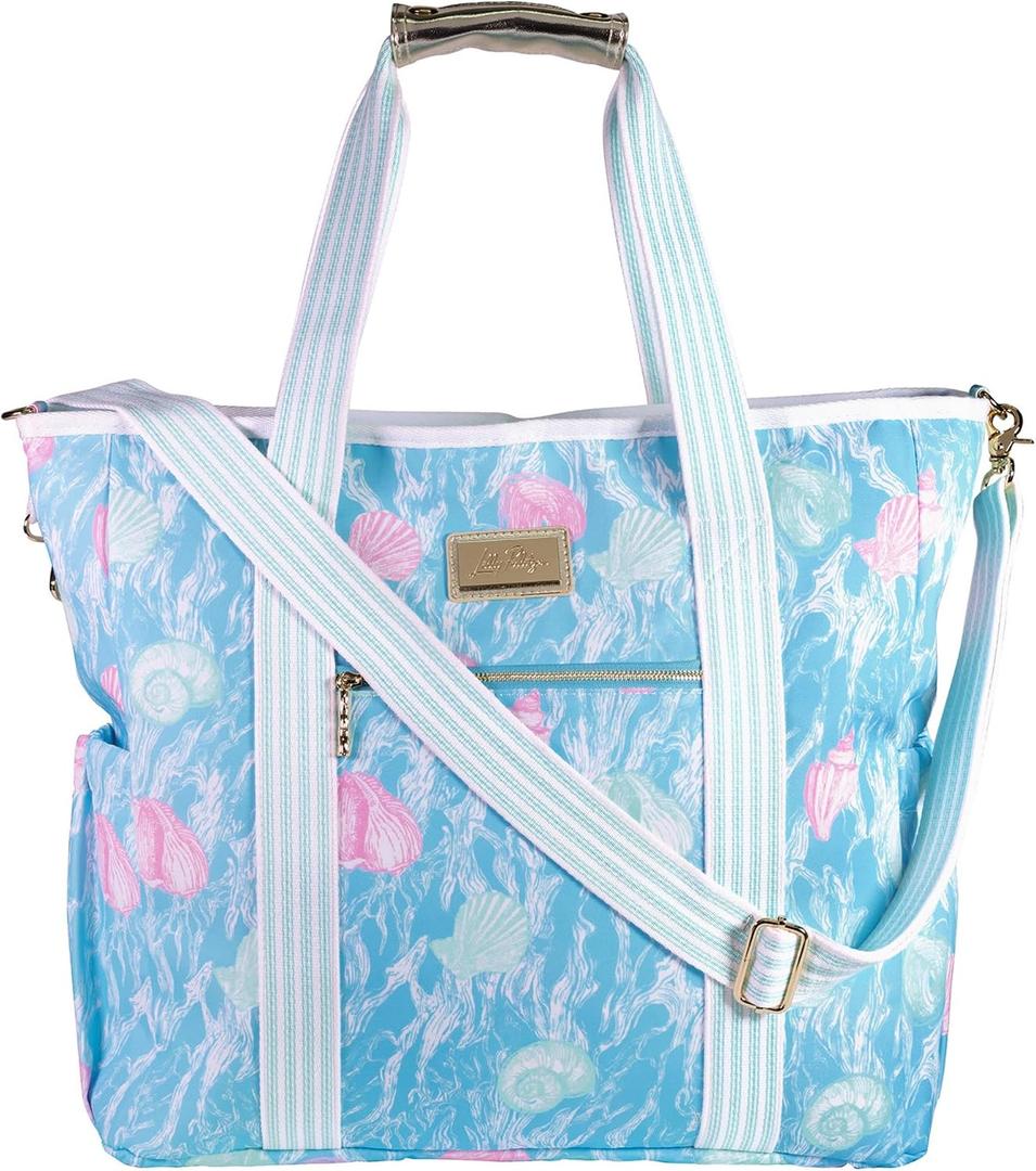 Lilly Pulitzer Beach and Picnic Cooler, Insulated Bag with Adjustable Shoulder Strap and Zipper, Soft Cooler