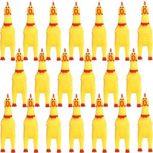 20 Pcs Rubber Chicken,Screaming Chicken,Squeeze Chicken,Yellow Rubber Squawking Dog Toys,Prank Novelty Noise Toy