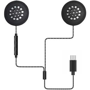 Motorcycle Helmet HeadsetUniversal Wired Bicycle HeadphonesStereo Loud Speakers with ButtonWired Helmet Sports Earphone with Type-c Male Connector