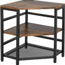 Corner Printer Stand with Charging Station and LED Lights, 3-Tier Corner Printer Stand Table, Triangle Corner Table for Small Space Office Living RoomCorner tv StandRustic Brown, Retro