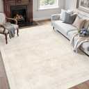 6x9 Area Rugs for Living Room: Vintage Boho Neutral Washable Rug Indoor Soft Large Area Rug Carpet for Bedroom Nursery Farmhouse Dining Room Office Floor Non-Slip Low Pile Under Table Rug Beige