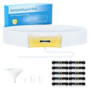 Urine Test Complete Kit  2 oz to 4 oz Concealed Sample Bag with Adjustable Belt, 43.3 Hi-Stretch and Comfortable Belt, Urine Test Thermometer Stickers and Silicone Funnel