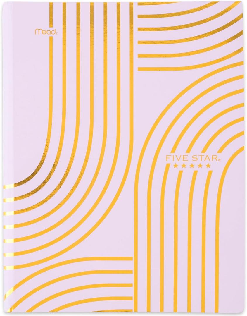 Five Star Composition Book, College Ruled Paper, 7-1/2" x 9-3/4", 80 Sheets, Hardcover, Lilac and Metallic Gold Arches (850111F-AMZ)