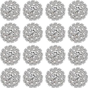 Hicarer Rhinestone Embellishments 19 mm Sew on Rhinestones Gems Button Accessory Silver Glass Crystals Buttons for DIY Jewelry Crafting Sewing Clothes Wedding Hair Decoration Accessories(50 Packs)
